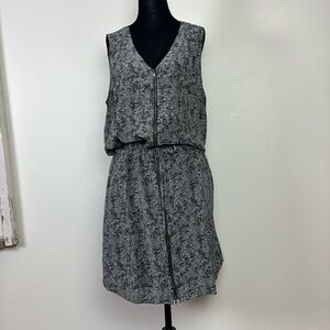 Eileen Fisher roadster crepe de chine silk mid length dress with drawstring XL